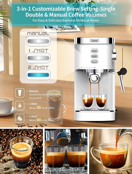 20 Bar High Pressure Commercial Espresso Machines, Expresso Coffee Machine with Milk Frother for Espresso, Latte Macchiato, Cuppuccino,1.2L Water Tank, 1350W